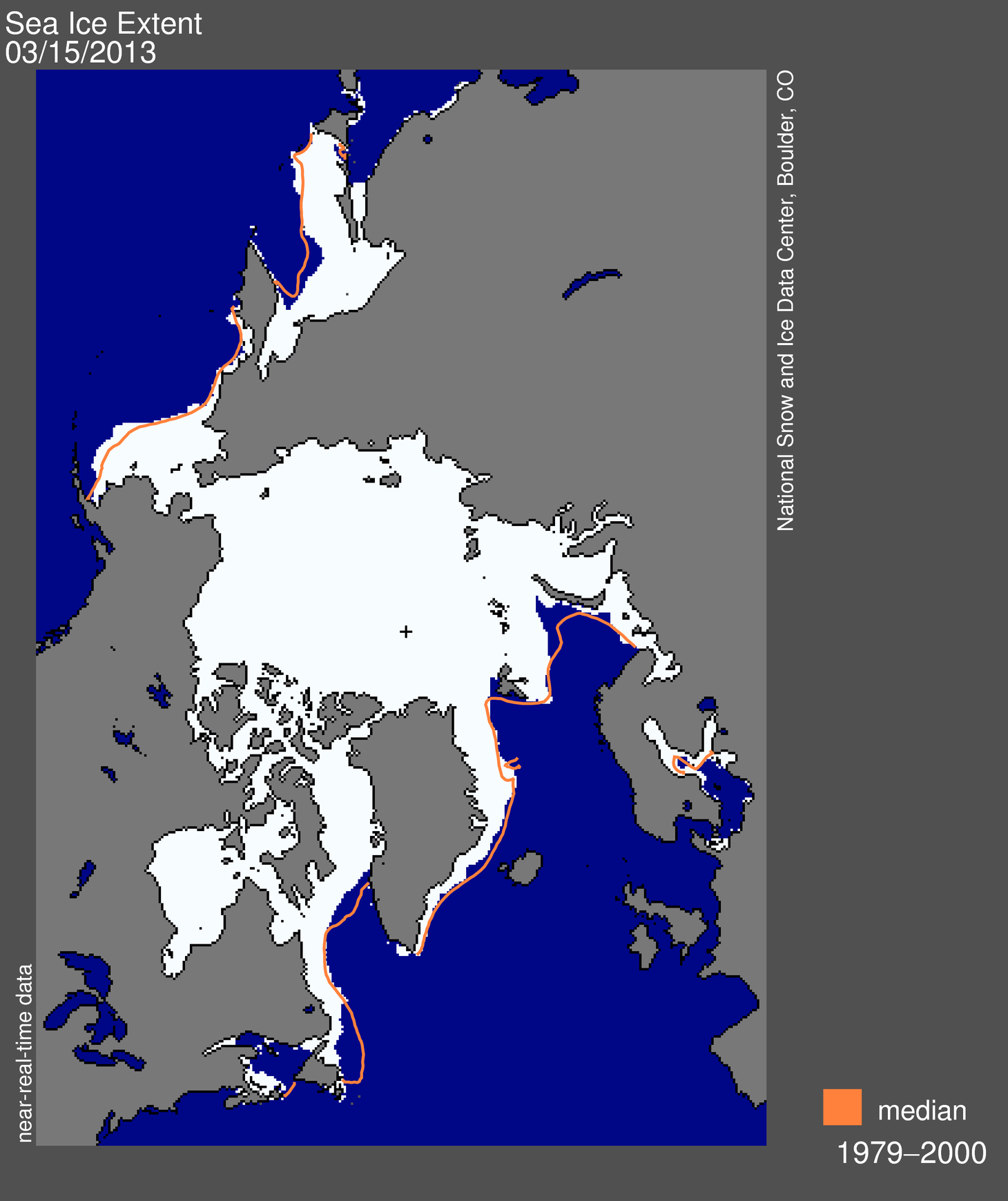 Az északi sarki jég kiterjedése 2013. március 15-én