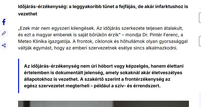 Fontos tények az időjárás-érzékenységről! Dr. Pintér Ferenc interjúja itt olvasható el az Origón.