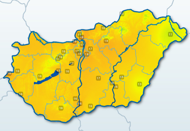 Az ICI Zrt. mérőhálózatával mért maximumhőmérsékletek 2012. március 26-án